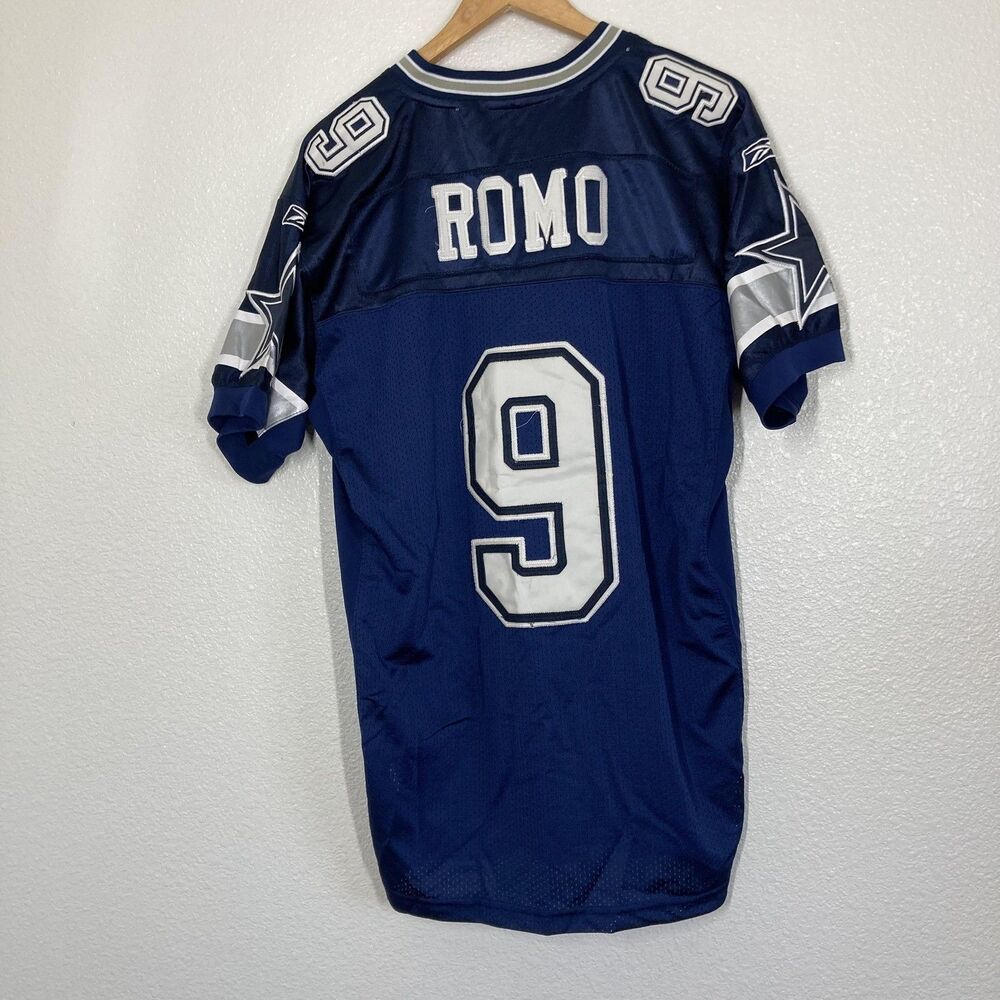 Dallas Cowboys Jersey Mens 48 Blue NFL Football Tony Romo 9 Reebok 50th Season